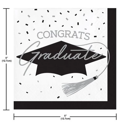 Creative Converting Graduate School Spirit White Paper Beverage Napkins 108ct 3 Creative Converting Graduate School Spirit White Paper Beverage Napkins 108ct - Image 3