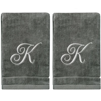 Creative Scents Gray Fingertip Monogrammed Towels Silver Embroidered 17 Creative Scents Gray Fingertip Monogrammed Towels Silver Embroidered - Image 17