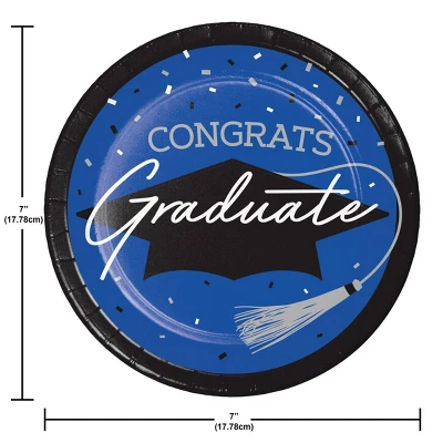 Creative Converting Graduate School Spirit Cobalt Blue Dessert Paper Plates 54ct 2 Creative Converting Graduate School Spirit Cobalt Blue Dessert Paper Plates 54ct - Image 2