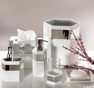 Creative Scents Quilted Mirror White Toothbrush Holder 3 Creative Scents Quilted Mirror White Toothbrush Holder - Image 3