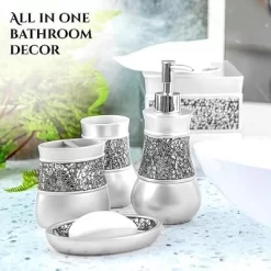 Creative Scents Gray Bathroom Silver Mosaic Glass Accessories Set -Creative GUEST 0aaf8fb0 21bf 43ed bb67 b43d9cb50848