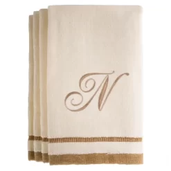 Creative Scents Ivory Fingertip Monogrammed Towels Brown Embroidered -Creative GUEST 0f5206b9 4567 4805 942b 54200466af02