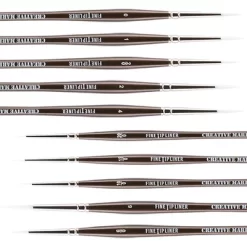 Creative Mark Fine Tip Liner Paint Brush Set Of 10 Ultra Fine Detail Soft Hair Paint Brush For Watercolor, Gouache, Inks, Acrylic, Oils, Technical