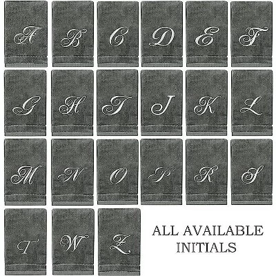Creative Scents Gray Fingertip Monogrammed Towels Silver Embroidered 6 Creative Scents Gray Fingertip Monogrammed Towels Silver Embroidered - Image 6