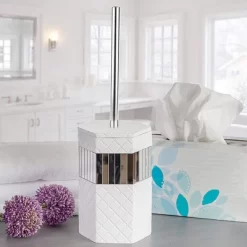 Creative Scents Quilted Mirror Toilet Brush With Holder