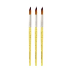 Creative Inspirations Dura-Handle Round Short Handle Paint Brush Set Of 3- Solid Resin Handle, Synthetic Taklon Paint Brushes, Round Brush For Oils, -Creative GUEST 1744a553 81fc 4c2a b8b2 f2404e9136b4