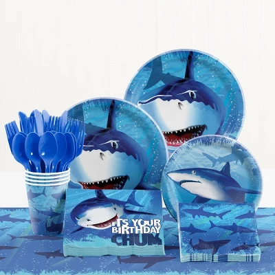 Creative Converting 48ct Shark Splash Beverage Napkins Blue 2 Creative Converting 48ct Shark Splash Beverage Napkins Blue - Image 2