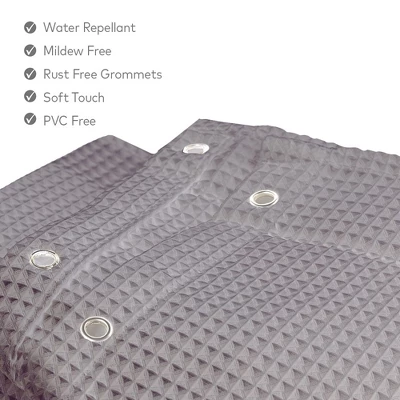 Creative Scents Gray Waffle Shower Curtain With Liner 2 Creative Scents Gray Waffle Shower Curtain With Liner - Image 2