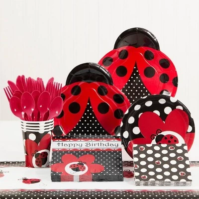 Creative Converting 24ct Ladybug Fancy Dessert Plates Red 2 Creative Converting 24ct Ladybug Fancy Dessert Plates Red - Image 2