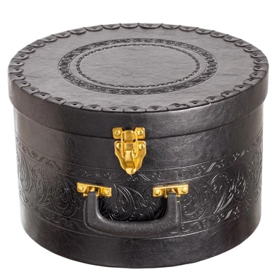 Creative Scents Round Hat Box Container With Gold Locking Lid And Sturdy Handle 9 Creative Scents Round Hat Box Container With Gold Locking Lid And Sturdy Handle - Image 9