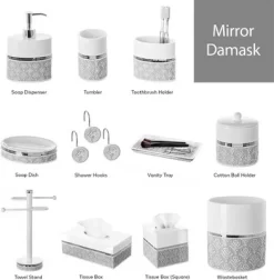 Creative Scents Mirror Damask White Toothbrush Holder -Creative GUEST 2a6b8ea9 66cd 4873 9fb9 75956ef68139