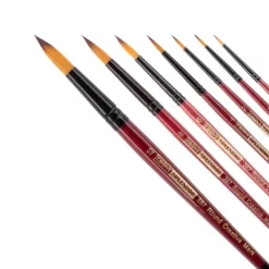 Creative Mark Ebony Splendor Short-Handle Synthetic Sable Paint Brush, Round Set Of 7, Teijin Multi-Filament Hair, Handcrafted Synthetic Paint Brushes -Creative GUEST 2bf88678 9176 4951 9975 74f372e75558