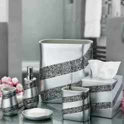 Creative Scents Silver Mosaic 6 Piece Bathroom Accessories Set