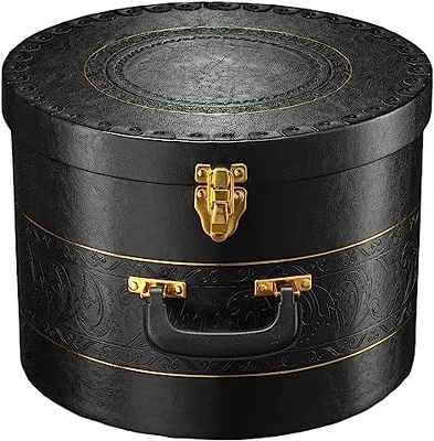 Creative Scents Round Hat Box Container With Gold Locking Lid And Sturdy Handle 8 Creative Scents Round Hat Box Container With Gold Locking Lid And Sturdy Handle - Image 8