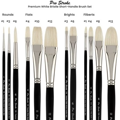 Creative Mark Pro Stroke Premium White Chungking Hog Bristle Artist Paint Brush - Short Handle Set Of 12 With Easel Case - Natural Bristle Brush W/ 3 Creative Mark Pro Stroke Premium White Chungking Hog Bristle Artist Paint Brush - Short Handle Set Of 12 With Easel Case - Natural Bristle Brush W/ - Image 3