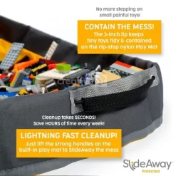 Creative QT SlideAway Toy Storage Organizer & Play Mat For Kids - Organizer Storage Bin For Toys - Kids Toy Box - Grey -Creative GUEST 31f3850c 67b9 4d93 b285 8496e566ff55