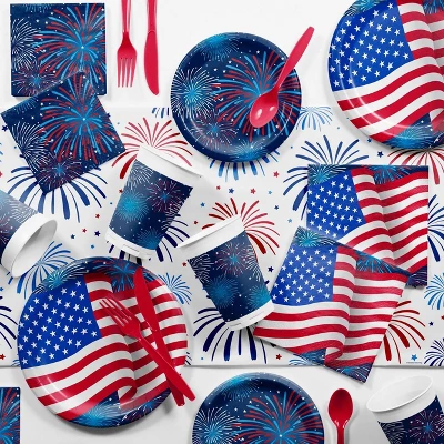 Creative Converting 3ct Patriotic Pattern Disposable Plastic Tablecloths 4 Creative Converting 3ct Patriotic Pattern Disposable Plastic Tablecloths - Image 4