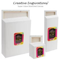Creative Inspirations Box Of 50, 16x20", 5/8" Stretched Cotton White Canvas For Painting, 10 Oz. Archival Acid-Free All Media Primer, Paintable Edge, 11 Creative Inspirations Box Of 50, 16x20", 5/8" Stretched Cotton White Canvas For Painting, 10 Oz. Archival Acid-Free All Media Primer, Paintable Edge, -Creative GUEST 350b91dd a496 49ac a044 0357b4cdf0cb
