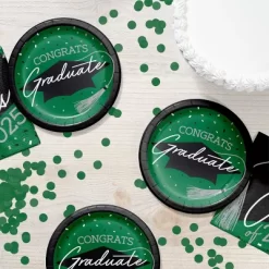 Creative Converting 7" Graduate School Spirit Emerald Green Dessert Paper Plates 54ct