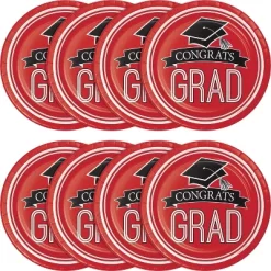Creative Converting 54ct Graduation School Spirit Disposable Paper Plates Red