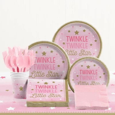 Creative Converting 24ct One Little Star Girl Paper Plates Pink 2 Creative Converting 24ct One Little Star Girl Paper Plates Pink - Image 2