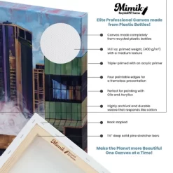 Mimik Recycled Stretched Canvas - Box Of 3 - Made From Recycled PET Plastic Bottles - Durable Archival Weave - Triple Acrylic Primed Painting