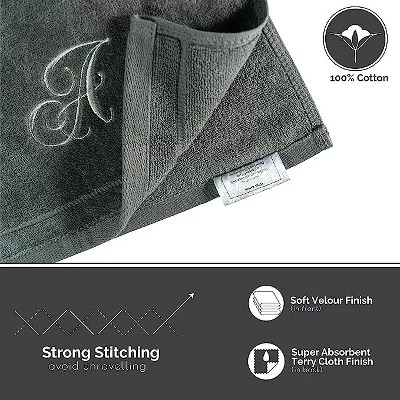 Creative Scents Gray Fingertip Monogrammed Towels Silver Embroidered 2 Creative Scents Gray Fingertip Monogrammed Towels Silver Embroidered - Image 2