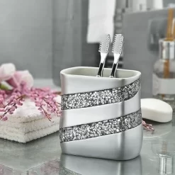 Creative Scents Silver Mosaic Toothbrush And Toothpaste Holder