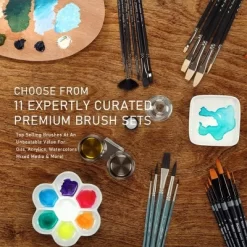 Black Swan Synthetic Red Sable Paint Brushes Try Me Set Of 6 - Professional Quality Long Handle Paint Brushes In Assorted Shapes And Sizes For Oil, -Creative GUEST 4cc270eb 59b0 4856 93b7 baa0ff273f52