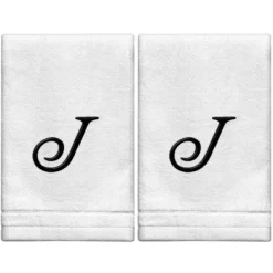 Creative Scents Set Of 2 White Fingertip Monogrammed Towels, Black Embroidered 35 Creative Scents Set Of 2 White Fingertip Monogrammed Towels, Black Embroidered -Creative GUEST 4fc46578 60d5 429d 91d1 24cc5536af82