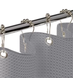 Creative Scents Gray Waffle Shower Curtain With Liner