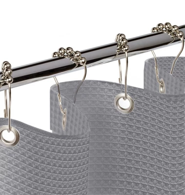 Creative Scents Gray Waffle Shower Curtain With Liner 1 Creative Scents Gray Waffle Shower Curtain With Liner
