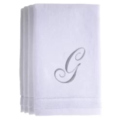 Creative Scents White Fingertip Monogrammed Towels Silver Embroidered -Creative GUEST 544c7203 6814 4a96 ad15 06f1e330594c