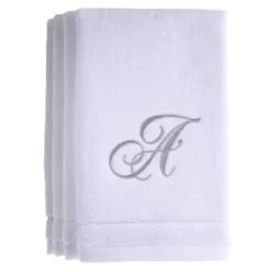 Creative Scents White Fingertip Monogrammed Towels Silver Embroidered -Creative GUEST 54648a04 ed8e 462e 8716 707884a5ee1e