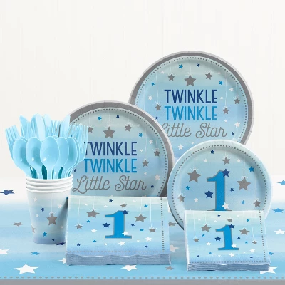 Creative Converting 48ct One Little Star Boy 1st Birthday Napkins Blue 2 Creative Converting 48ct One Little Star Boy 1st Birthday Napkins Blue - Image 2