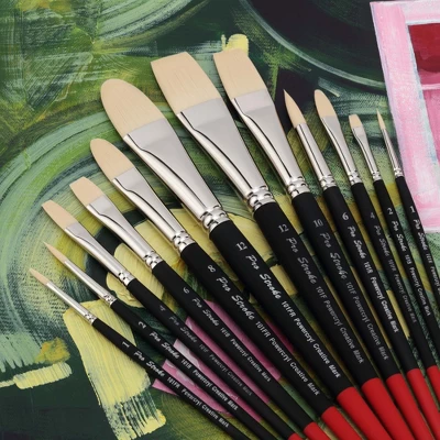 Creative Mark Powercryl Ultimate Acrylic Paint Brushes Set Of 12 - Short Handle Artist Paint Brushes With Zippered Easel Carrying Case - Assorted 2 Creative Mark Powercryl Ultimate Acrylic Paint Brushes Set Of 12 - Short Handle Artist Paint Brushes With Zippered Easel Carrying Case - Assorted - Image 2