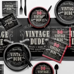 Creative Converting 24ct Vintage Dude 50th Birthday Dessert Plates Black