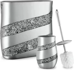 Creative Scents Silver Mosaic Toilet Bowl Brush With Holder -Creative GUEST 5ba3a7b9 7654 482d 8c4a 73a39f1d68cd