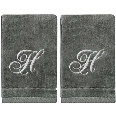 Creative Scents Gray Fingertip Monogrammed Towels Silver Embroidered 14 Creative Scents Gray Fingertip Monogrammed Towels Silver Embroidered - Image 14