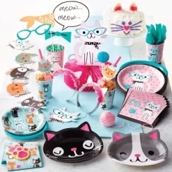 Creative Converting 24ct Cat Party Dessert Plates Blue