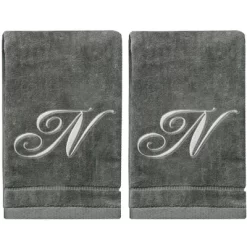 Creative Scents Gray Fingertip Monogrammed Towels Silver Embroidered 39 Creative Scents Gray Fingertip Monogrammed Towels Silver Embroidered -Creative GUEST 610abb60 8e69 4771 84da 06441190d684