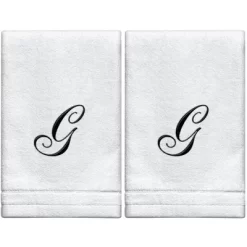 Creative Scents Set Of 2 White Fingertip Monogrammed Towels, Black Embroidered 32 Creative Scents Set Of 2 White Fingertip Monogrammed Towels, Black Embroidered -Creative GUEST 610fedae ab77 445a bdd5 3de6f58f743b