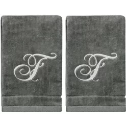 Creative Scents Gray Fingertip Monogrammed Towels Silver Embroidered 31 Creative Scents Gray Fingertip Monogrammed Towels Silver Embroidered -Creative GUEST 62775169 f956 40d1 bbfb d38d1245dc9a