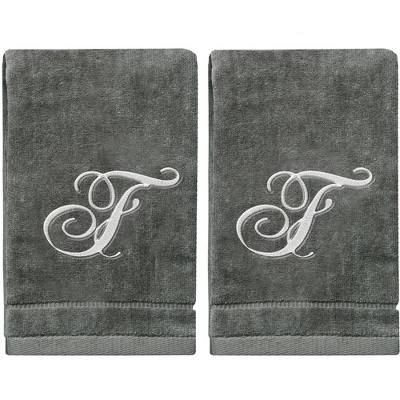 Creative Scents Gray Fingertip Monogrammed Towels Silver Embroidered 12 Creative Scents Gray Fingertip Monogrammed Towels Silver Embroidered - Image 12