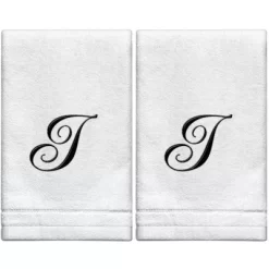 Creative Scents Set Of 2 White Fingertip Monogrammed Towels, Black Embroidered 34 Creative Scents Set Of 2 White Fingertip Monogrammed Towels, Black Embroidered -Creative GUEST 647343ad 7500 4248 afc4 c968326e3473