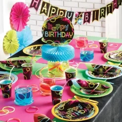 Creative Converting 24ct Glow Party Dessert Plates Black
