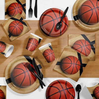 Creative Converting 24ct Basketball Paper Plates Orange 1 Creative Converting 24ct Basketball Paper Plates Orange