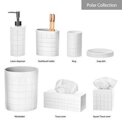 Creative Scents Polar White 6 Pcs Bath Set - Features: Soap Dispenser, Toothbrush Holder, Tumbler, Soap Dish, Square Tissue Cover, And Wastebasket 5 Creative Scents Polar White 6 Pcs Bath Set - Features: Soap Dispenser, Toothbrush Holder, Tumbler, Soap Dish, Square Tissue Cover, And Wastebasket - Image 5
