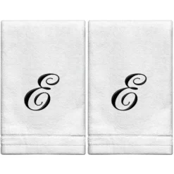 Creative Scents Set Of 2 White Fingertip Monogrammed Towels, Black Embroidered 30 Creative Scents Set Of 2 White Fingertip Monogrammed Towels, Black Embroidered -Creative GUEST 6d095042 86fe 4da9 86b0 f7c1466825e4