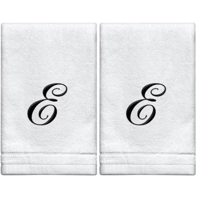 Creative Scents Set Of 2 White Fingertip Monogrammed Towels, Black Embroidered 11 Creative Scents Set Of 2 White Fingertip Monogrammed Towels, Black Embroidered - Image 11